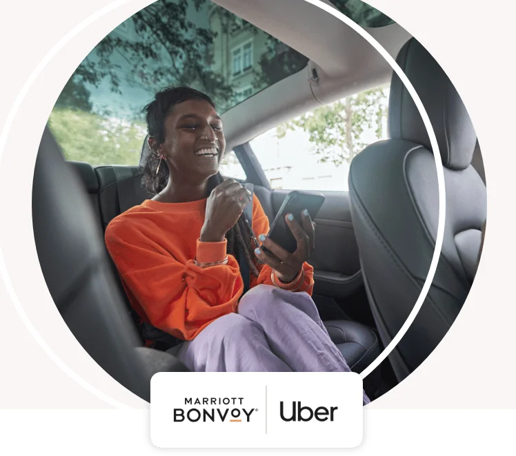 Marriott Bonvoy and Uber logos.