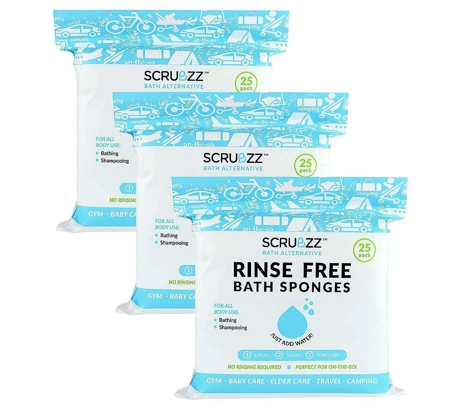 SCRUBZZ Rinse Free 75pc Bath Single Use Shower Sponge