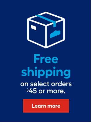 Free shipping on select orders $45 or more.