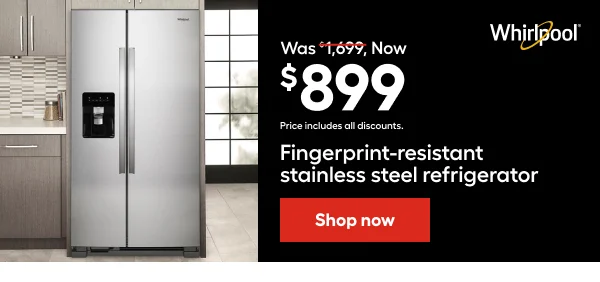 Was $1699, Now $899 proce includes all discount. Fingerprint-resistant stainless steel refrigerator