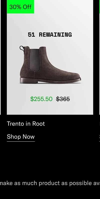Trento in Root. Shop Now *20-70% off sitewide. We try to make as much product as possible available, but some exclusions apply.
