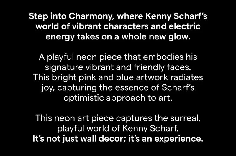 Step into Charmony, where Kenny Scharf’s world of vibrant characters and electric energy takes on a whole new glow.