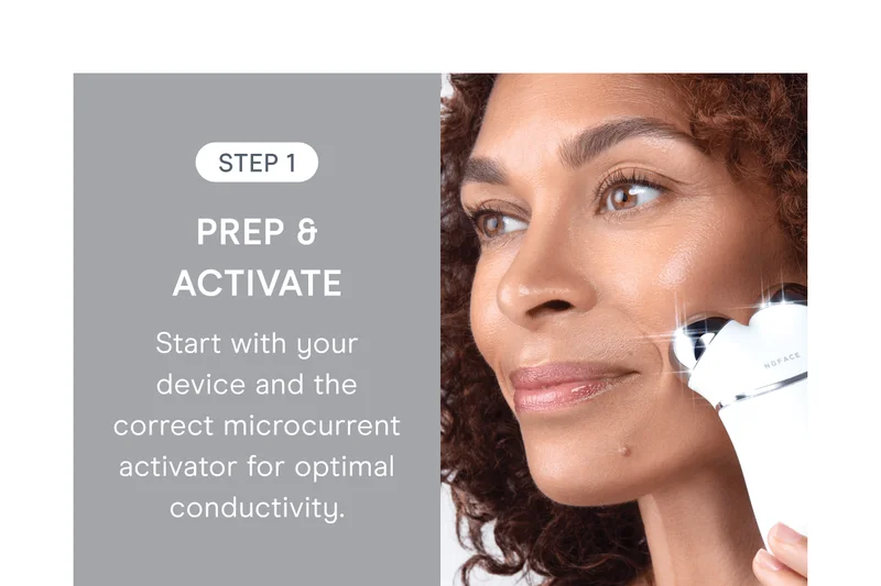 Step 1: Prep & Activate - Start with your device and the correct microcurrent activator for optimal conductivity.