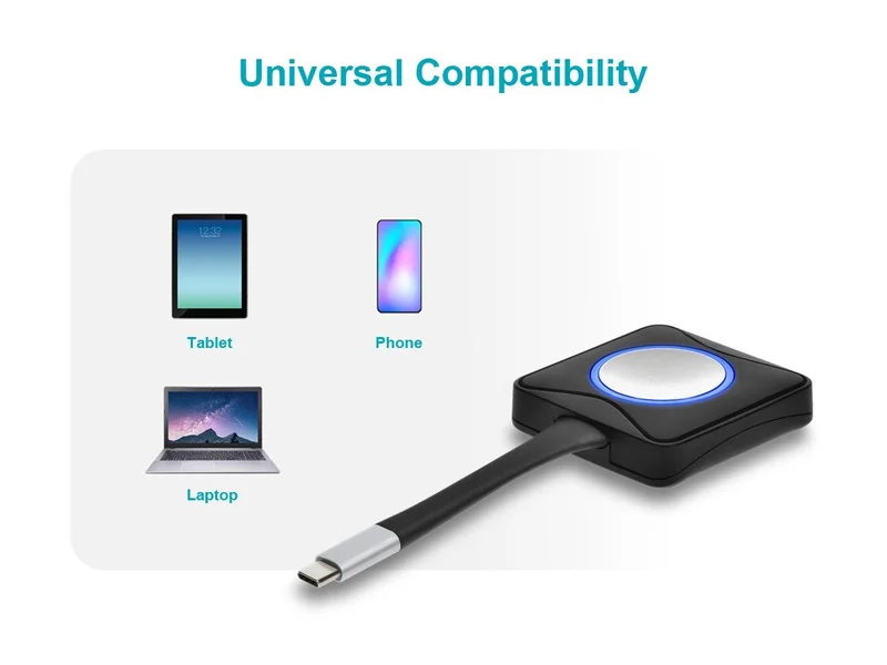 Monoprice One-Click USB-C Wireless Conferencing Presentation System Single Button - Instant Meeting Launch, Works with Windows, Mac, iOS, Android, and Miracast