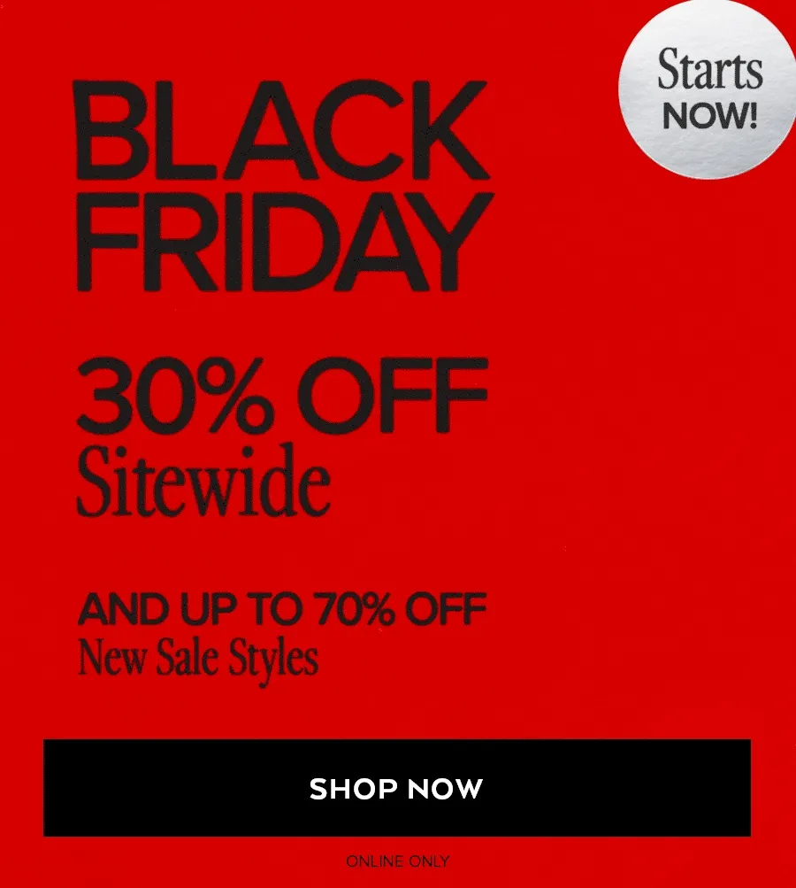 singles day 30% off sitewide and up to 70% off sale. shop now