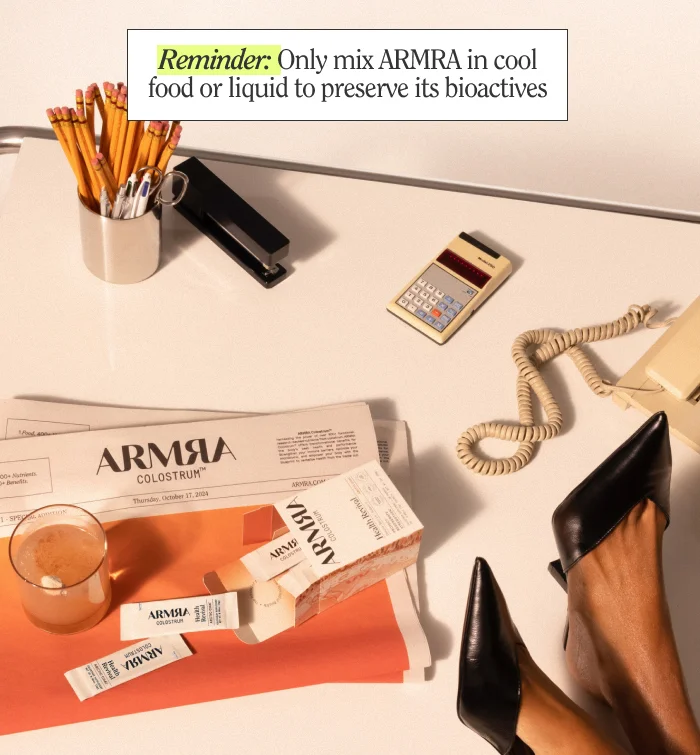 Reminder: Only mix ARMRA in cool food or liquid to preserve its bioactives