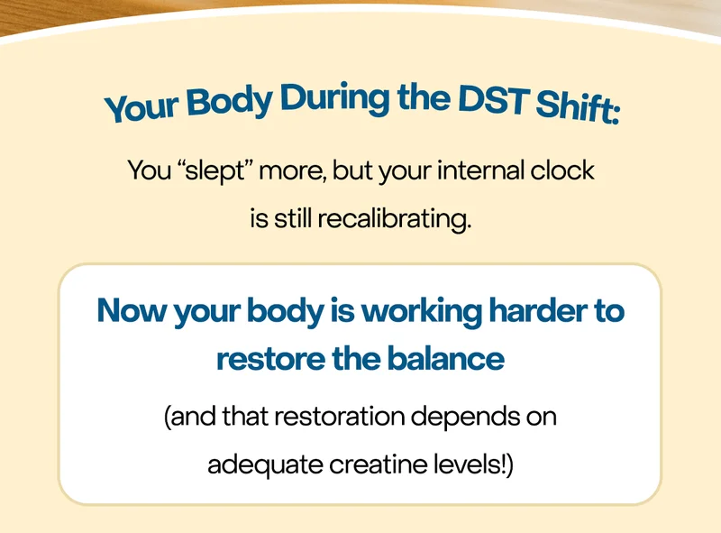 Your body during the DST shift: You "slept" more, but your internal clock is still recalibrating.