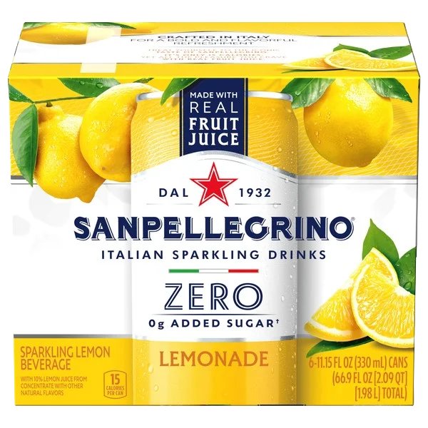 Image of San Pellegrino Zero Grams Added Sugar - Lemonade (6 Pack)