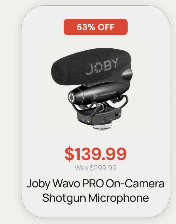 53% OFF - $139.99 Was $299.99 Joby Wavo pro on-camera shotgun microphone