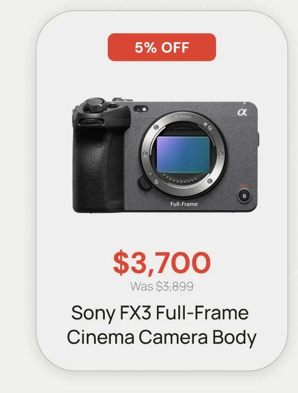 5% Off - $3700 was $3899 Sony fx3 full-frame cinema camera Body