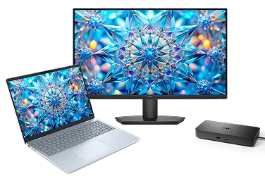 A Dell laptop computer, monitor and dock with limited-time offers.