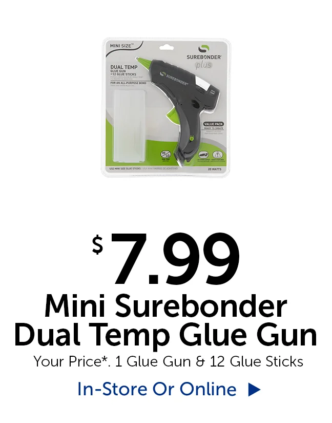 $7.99 Mini Surebonder Dual Temp Glue Gun - 1 Glue Gun & 12 Glue Sticks