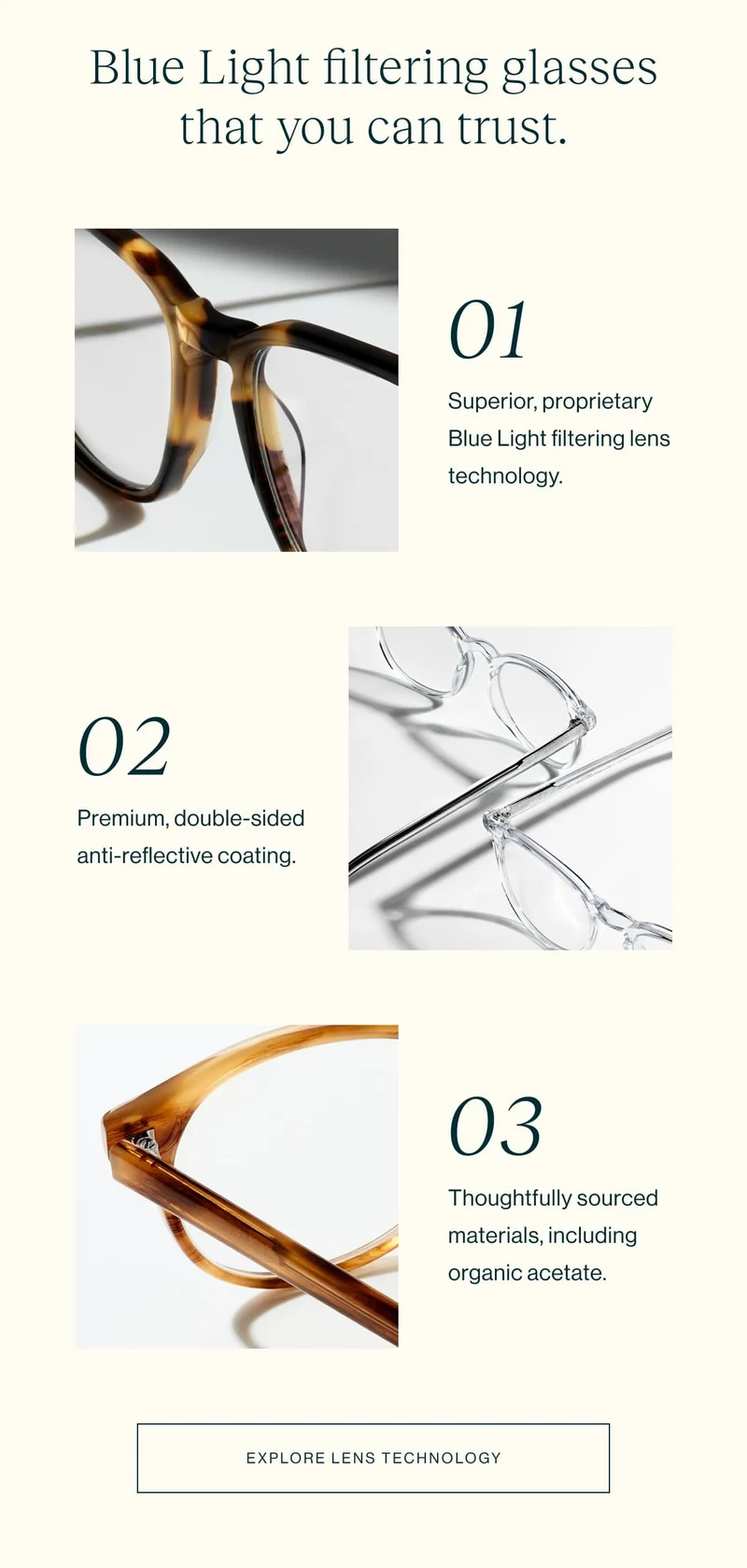 Blue Light filtering glasses that you can trust.