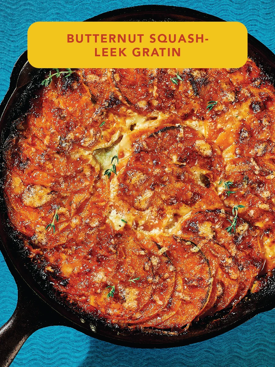 Butternut Squash Leek Gratin
