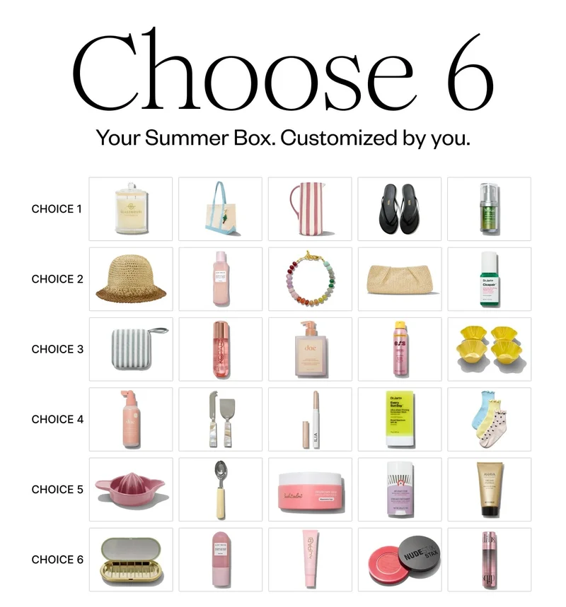 Choose 6 | Your Summer Box. Customized by you.