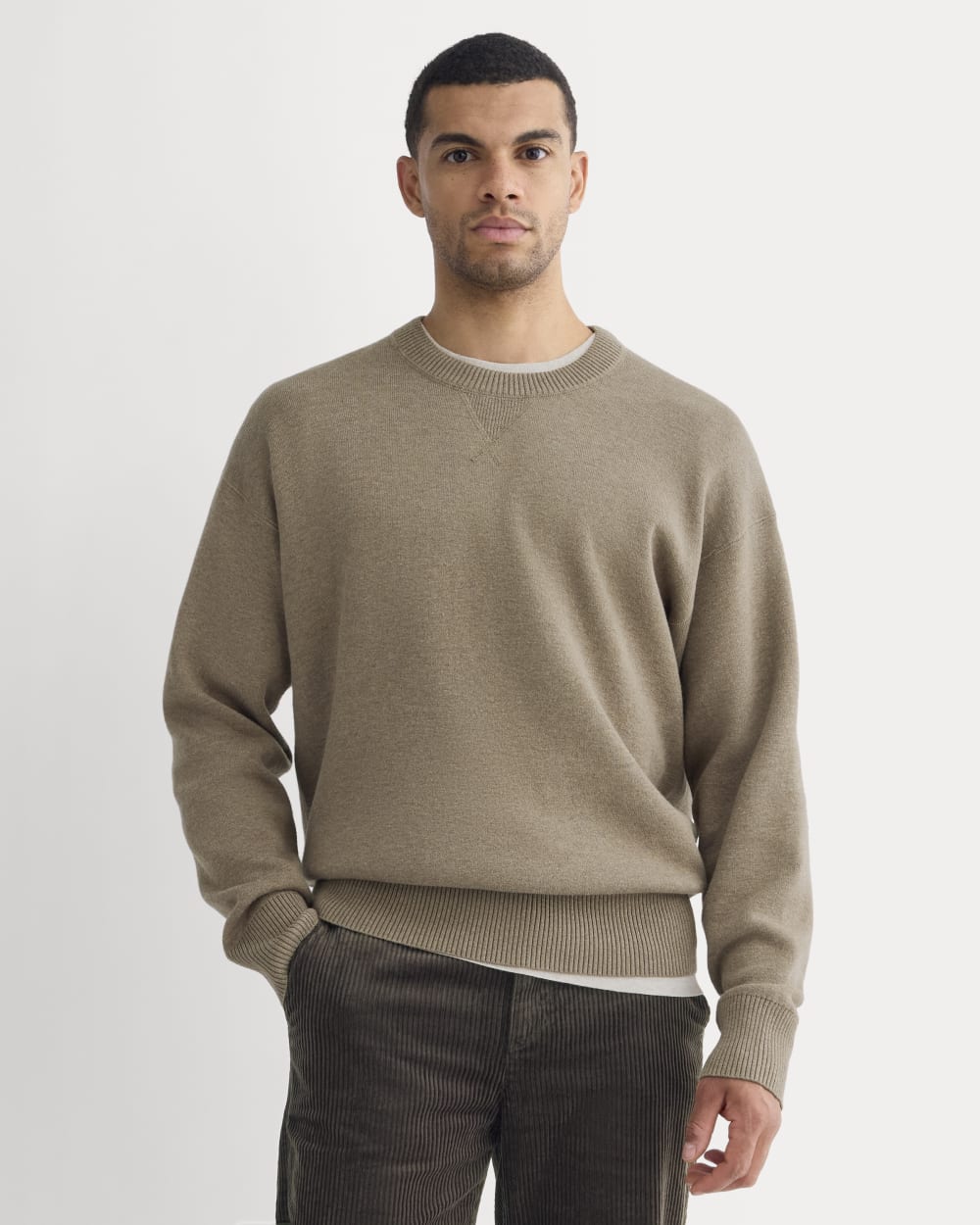 Image of Luxe Merino Double-Knit Sweater | Taupe Melange