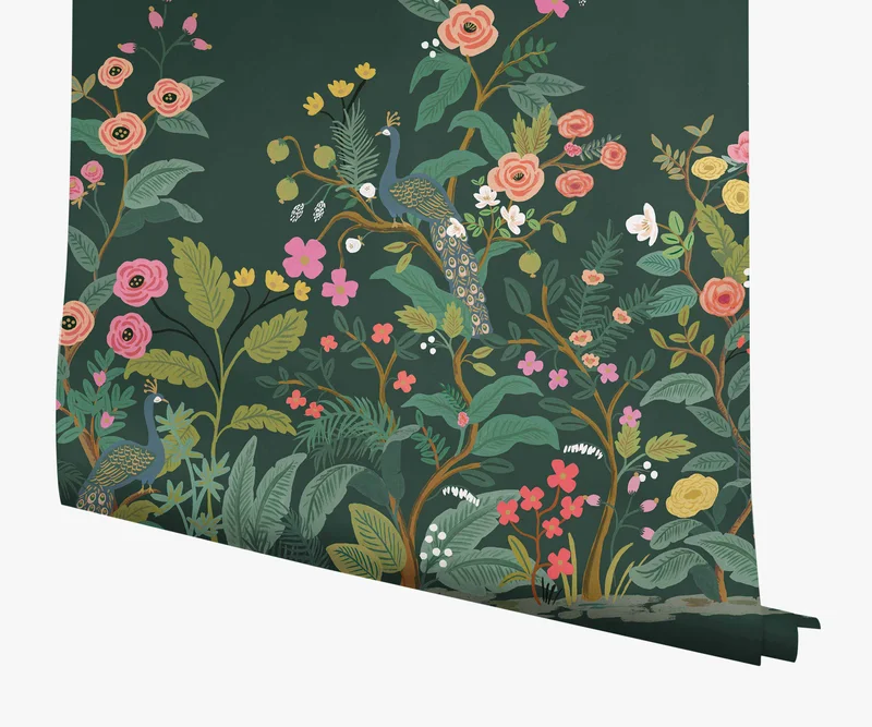 Image of Peacock Wallpaper Mural - Emerald