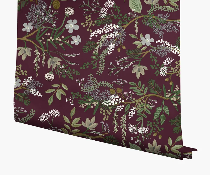 Image of Juniper Forest Wallpaper - Burgundy