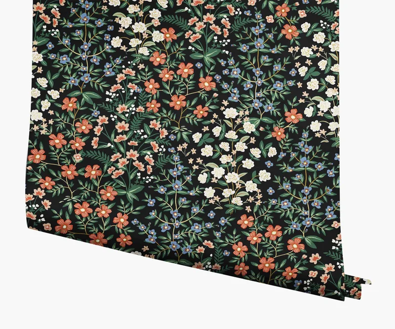 Image of Wildwood Garden Wallpaper - Black