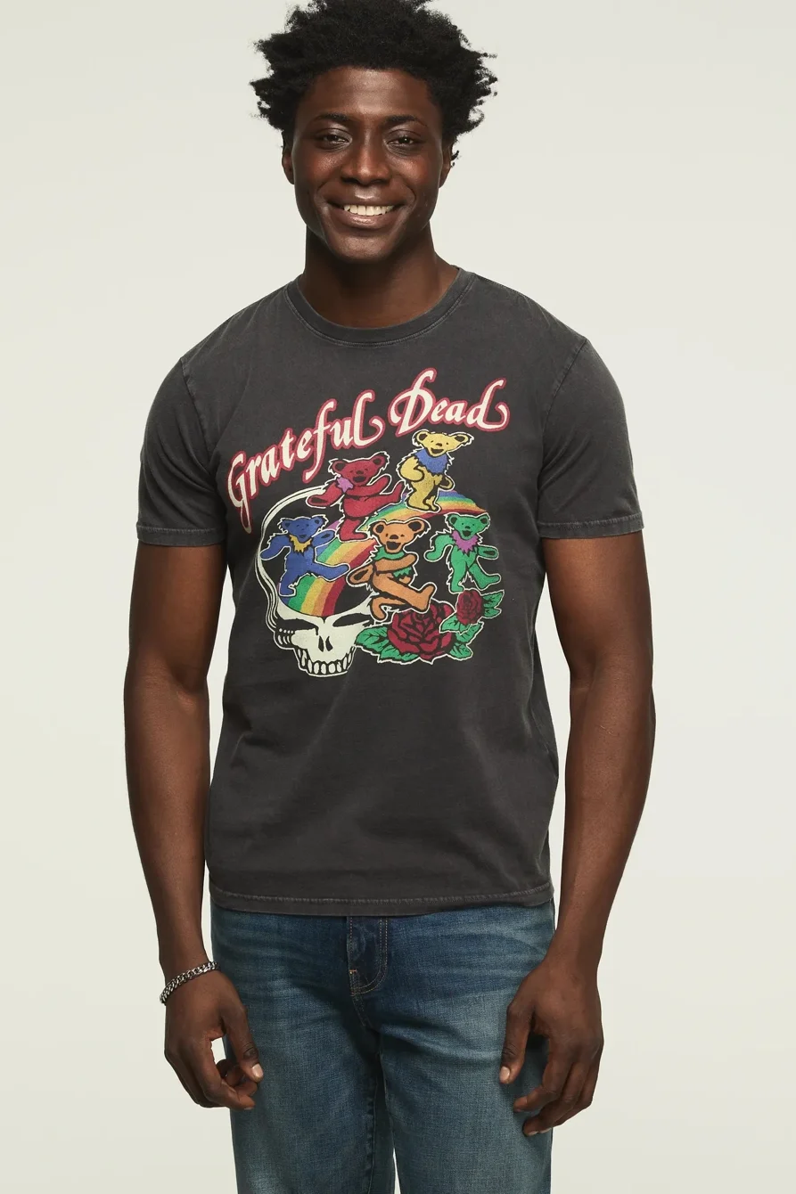 Image of Lucky Brand Grateful Dead Rainbow Tee - Men's Clothing Tops Shirts Tee Graphic T Shirts in Caviar