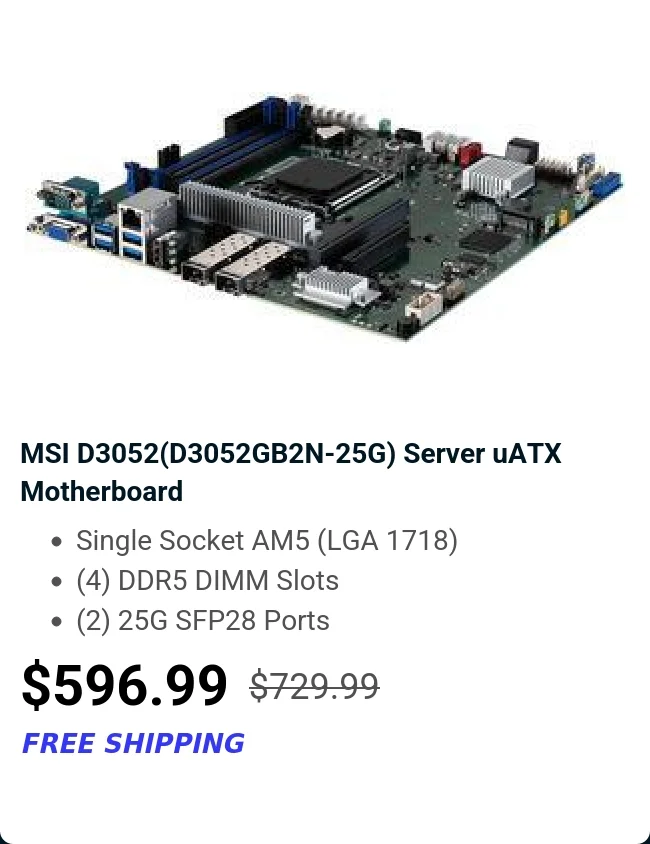 MSI D3052(D3052GB2N-25G) Server uATX Motherboard