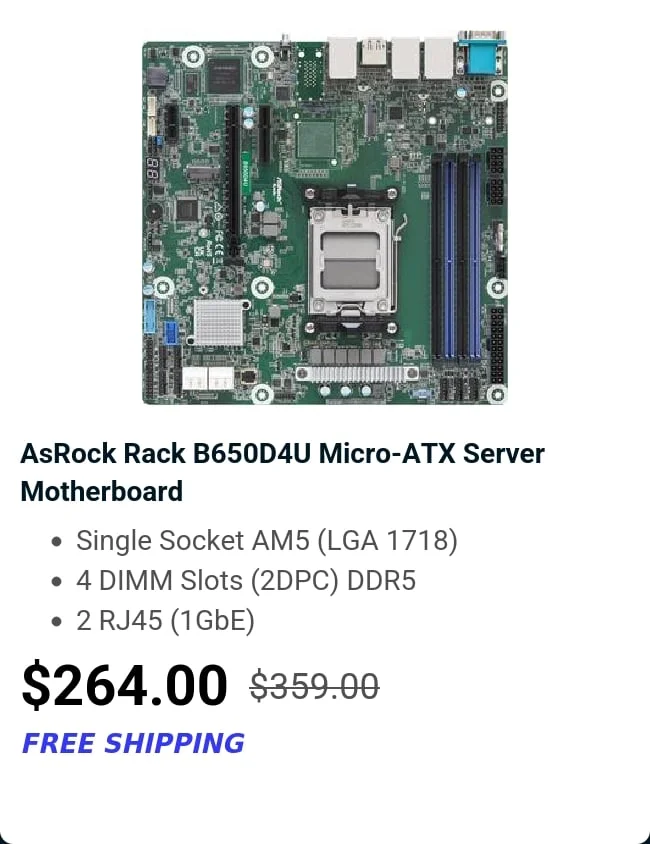 AsRock Rack B650D4U Micro-ATX Server Motherboard