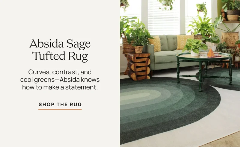 Absida Sage Tufted Rug | Curves, contrast and cool greens. | Shop The Rug