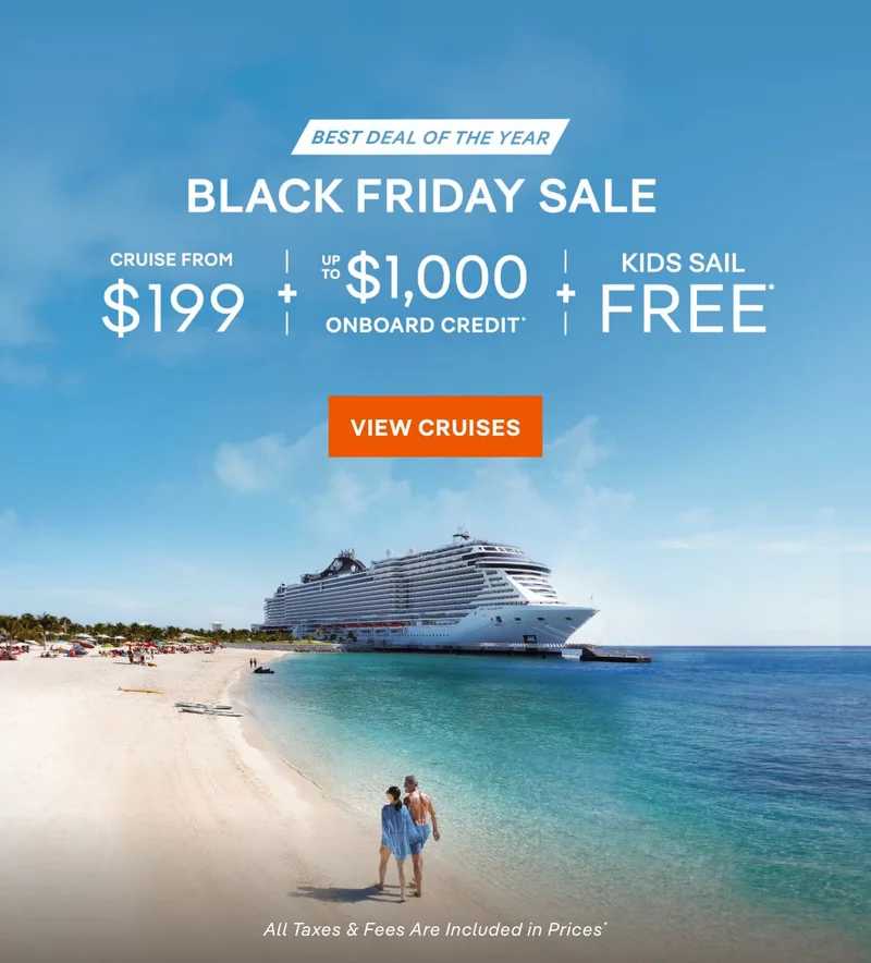 Black Friday Sale – Cruise From $199 + Up to $1,000 Onboard Credit + Kids Sail Free* – Click to View Cruises
& Book Now – All Taxes & Fees Are Included in Prices* Black Friday Sale – Cruise From $199 + Up to $1,000 Onboard Credit + Kids Sail Free* – Click to View Cruises & Book Now – All Taxes & Fees Are Included in Prices*