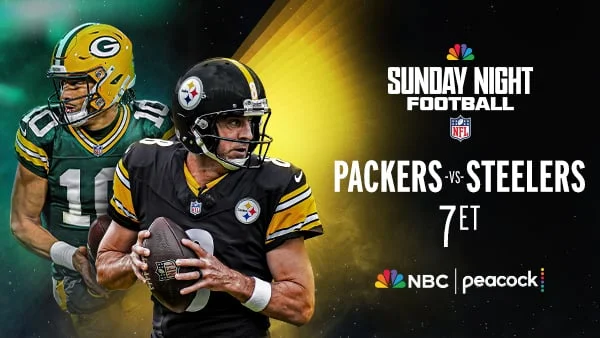 Packers vs. Steelers. 7 PM ET on NBC & Peacock