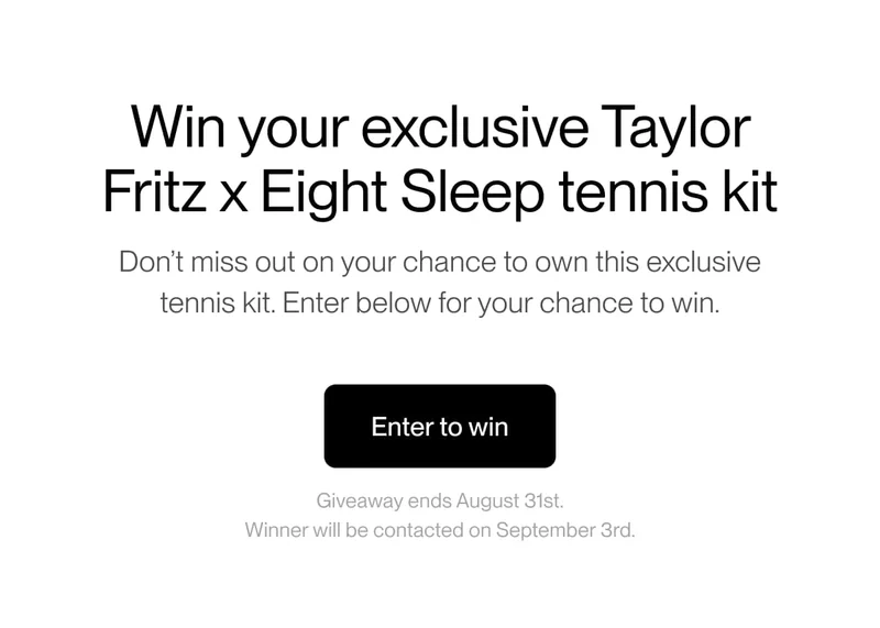 Win your exclusive Taylor Fritz x Eight Sleep tennis kit