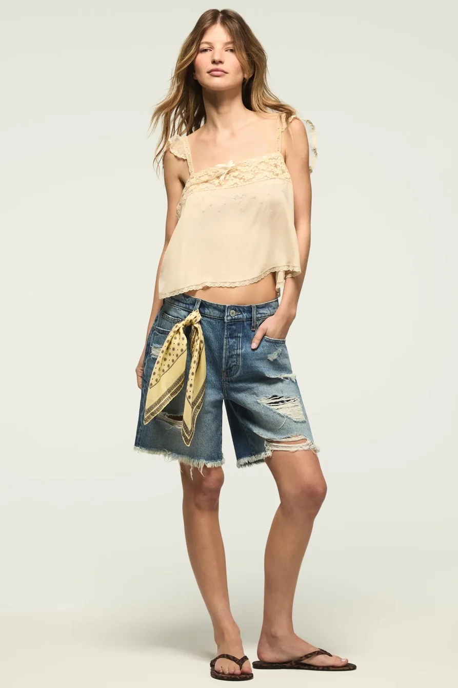 Image of Lucky Brand Baggy 7 Short - Women's Shorts Denim Jean Short in Fyp Wash