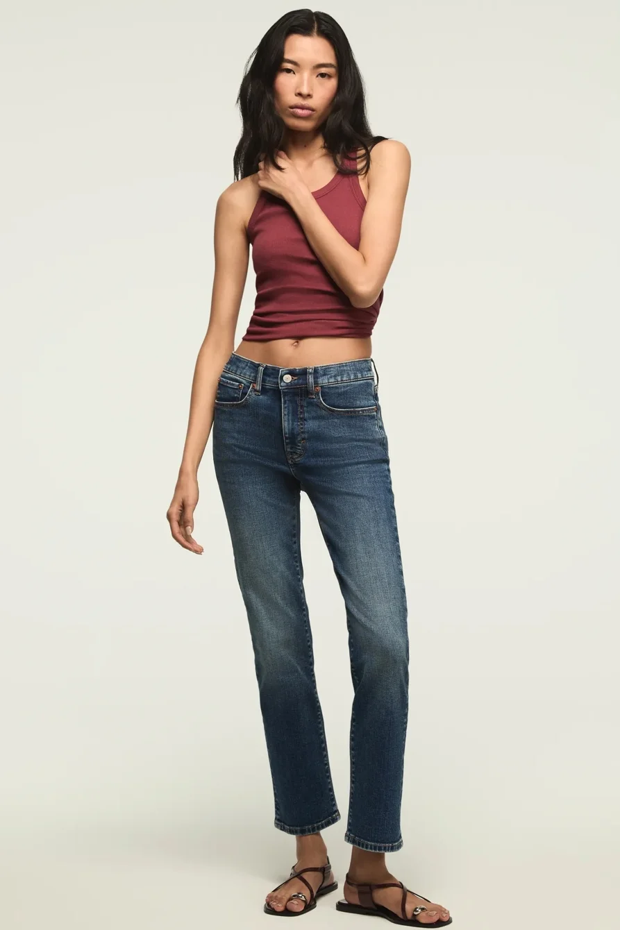 Image of Lucky Brand High Rise Zoe Straight - Women's Pants Denim Straight Leg Jeans in Mystic Moon Wash