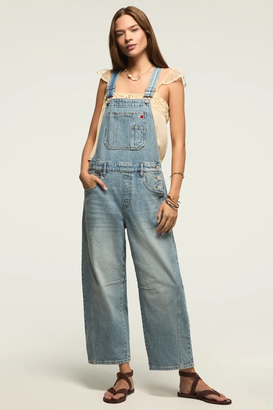 Image of Lucky Brand Barrel Overall - Women's Clothing Jumpsuits Overalls in Stay Out Wash