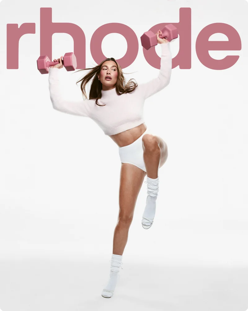 hailey bieber wears peptide lip shape in press