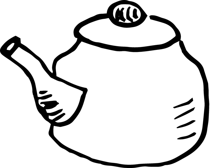 A line drawing of a teapot