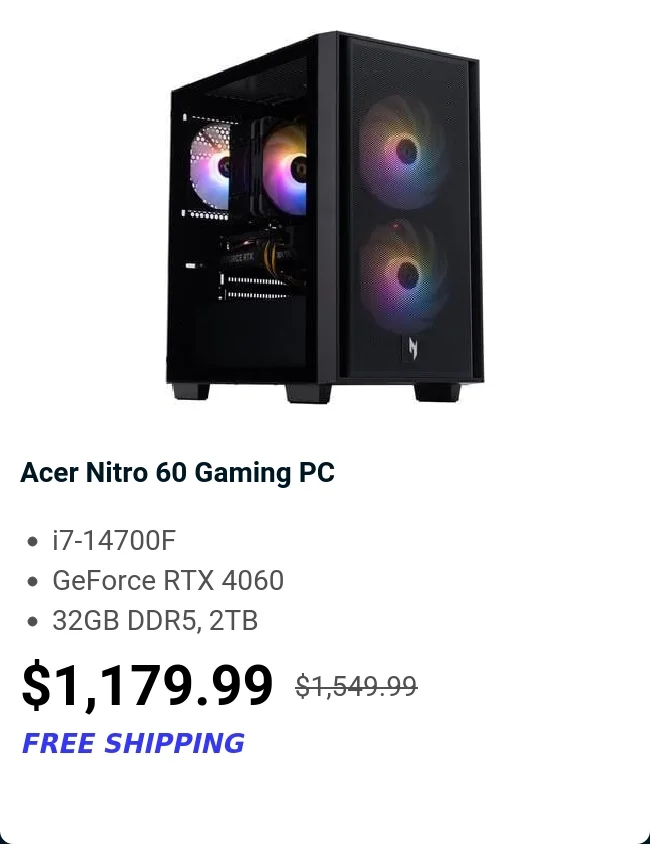 Acer Nitro 60 Gaming PC
