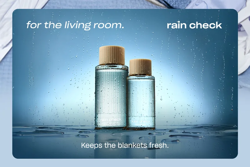 rain check for the living room. keeps the blankets fresh.