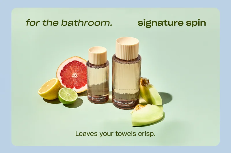 signature spin for the bathroom. leaves your towels crisp.