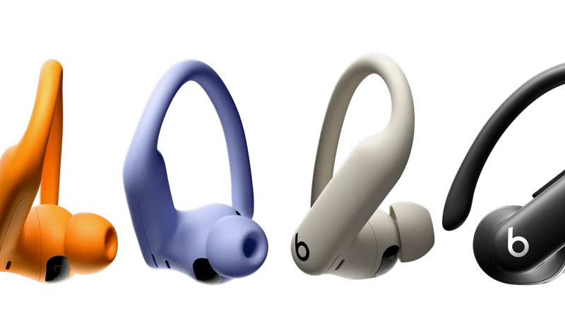 Powerbeats Pro 2 earbuds lined up in all four colors.