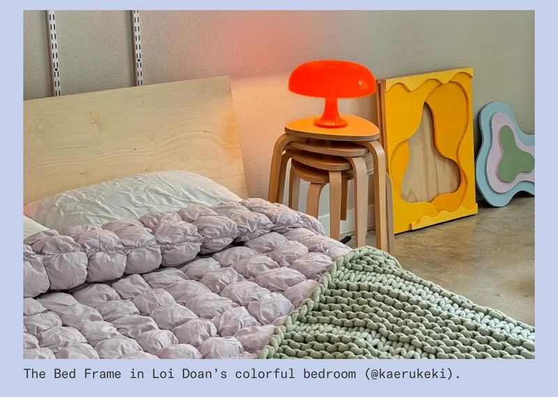 The Queen Bed Frame with Underbed Storage in Annie Heyob’s cozy space (@_anboe).