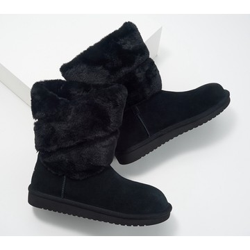 Koolaburra by UGG Suede Faux Fur Short Boots - Dezi