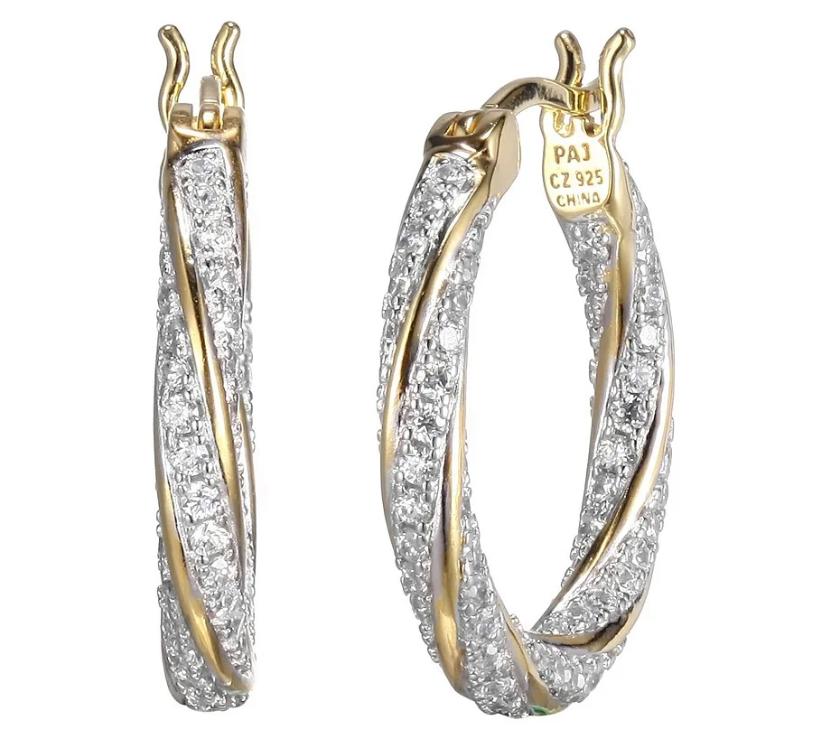 Diamonique Inside-Outside Ribbon Hoop Earrings