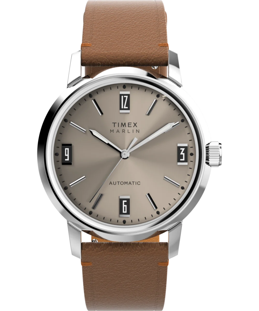 Image of Marlin® Automatic 40mm Leather Strap Watch