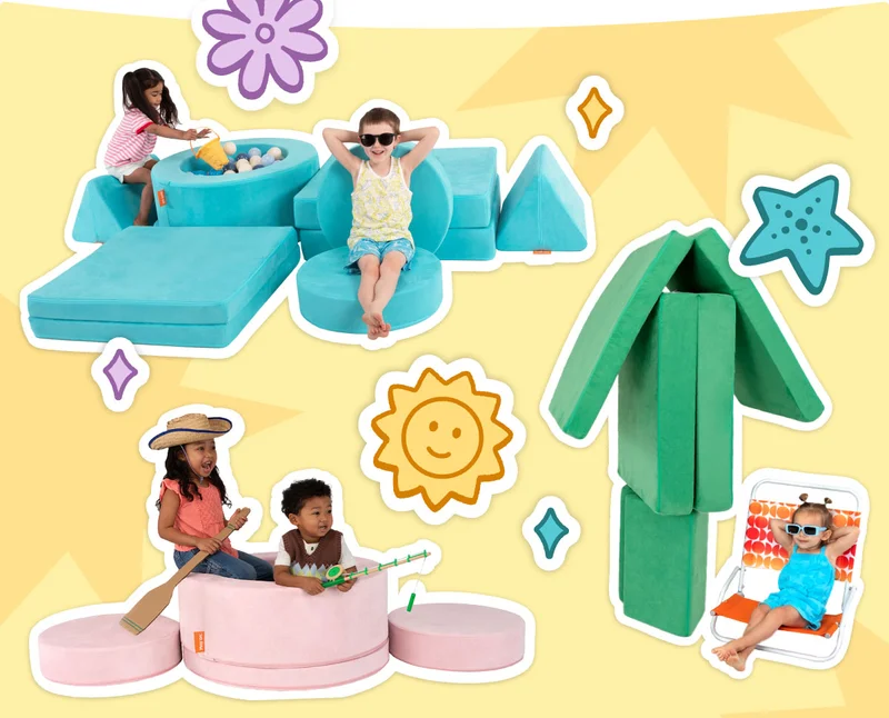 Fun summer-themed builds with a Nugget and Chunk Play Furniture!