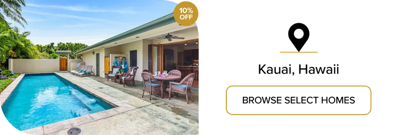 Experience peace by the pool in a vacation rental in Kauai, Hawaii.
