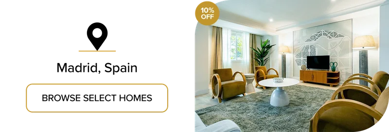 Relax in a well-appointed private home rental in Madrid, Spain.