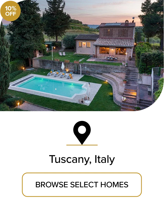 Unwind amid rolling countryside in a private home rental in Tuscany, Italy.