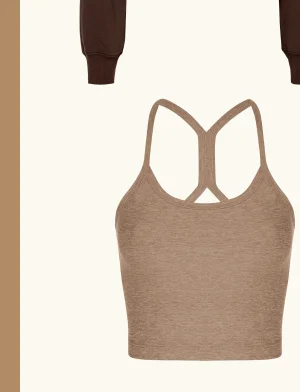 Spacedye Slim Racerback Cropped Tank in Sand Swept Heather
