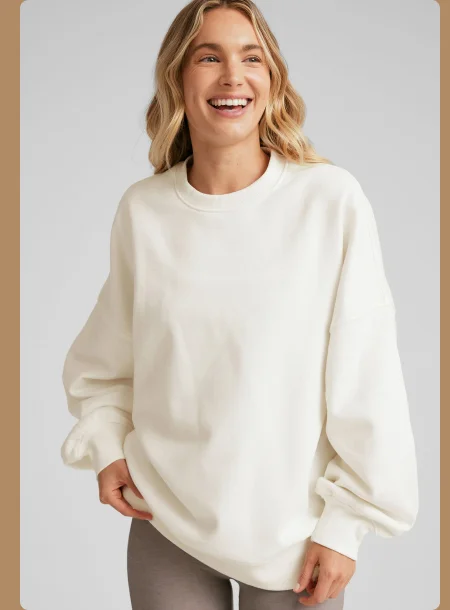 LuxeFleece Oversized Sweatshirt in Fresh Snow