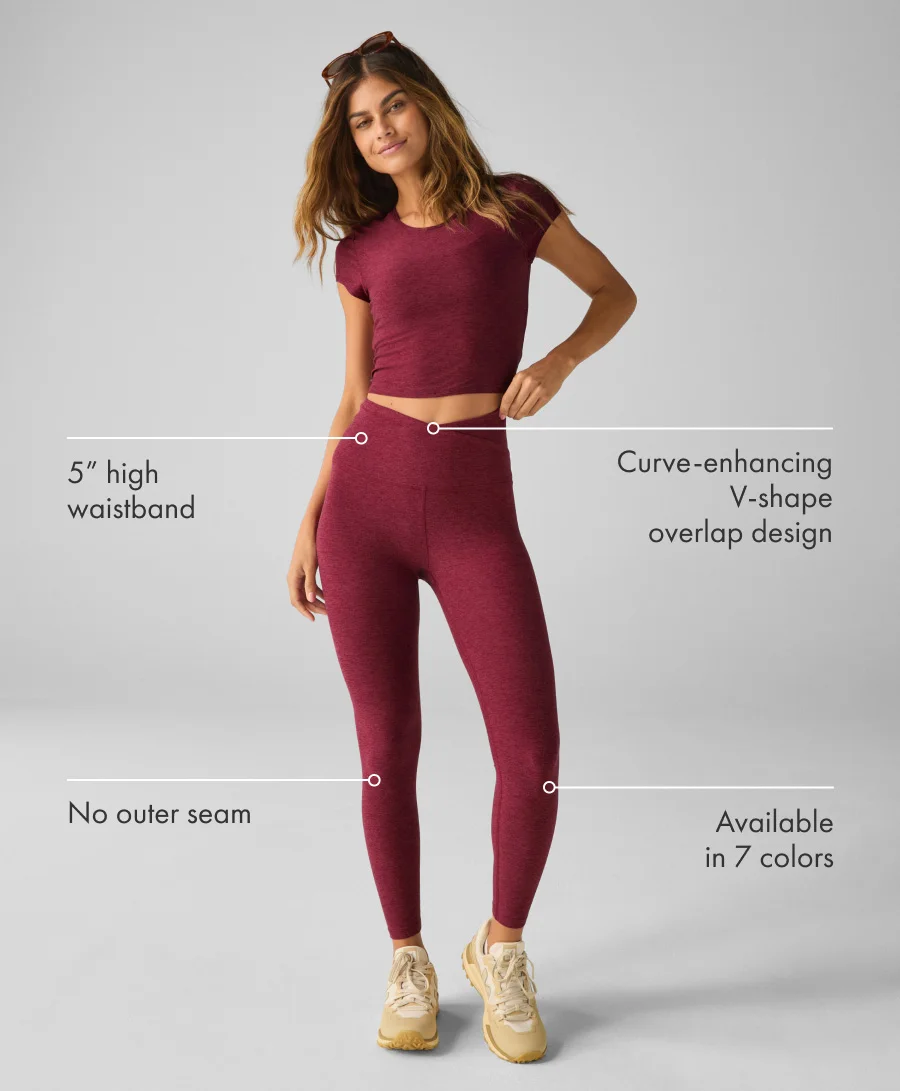 Spacedye At Your Leisure High Waisted Midi Legging in Bordeaux Heather